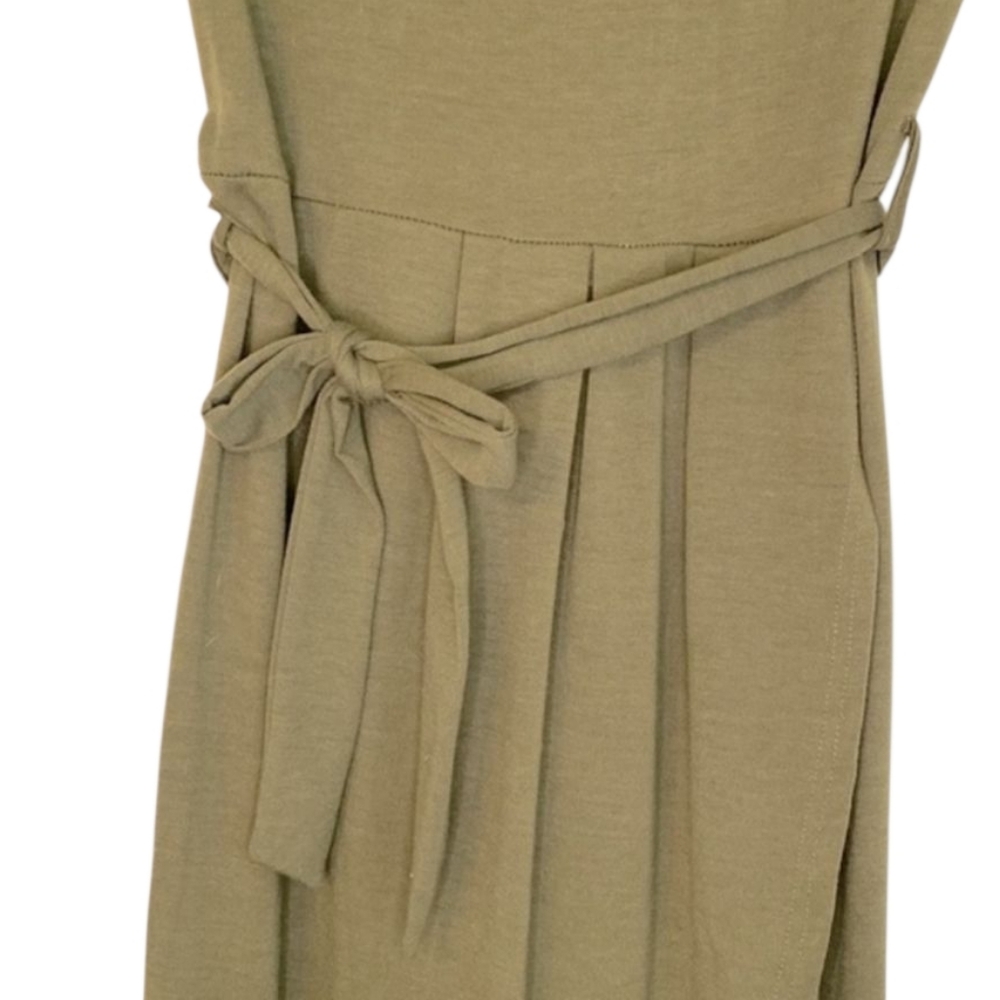 Army Green Faux Wrap Dress - Picture 2 of 9